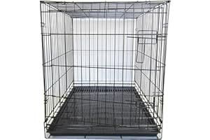 YML 42-Inch Dog Kennel Cage with Wire Bottom Grate and Plastic Tray, Black