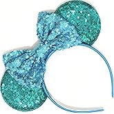 CLGIFT Minnie Mouse Teal Ears (Ocean Blue), 1 Count (Pack of 1), Handmade, Costume Headwear, for Children, Disney fans, All Ages or Unisex, Female, Teal