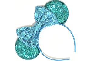 CLGIFT Teal Mickey and Minnie Mouse Ears Headband