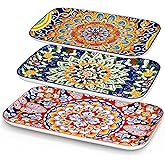 vancasso Serving Platters Set of 3, 16"/14"/12" Inch Rectangular Trays - Serving Platter Extra Large, Ceramic Bohemian Serving Dish for Entertaining Food, Microwave & Dishwasher Safe, Colorful