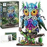 Sillbird Owl Animal Flowers Building Toy Set, MOC Floral Collectible Model for Valentines Day Home Decor or Office Art, Birth