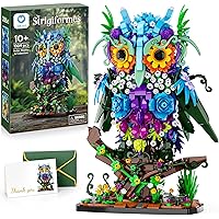 Sillbird Owl Animal Flowers Building Toy Set, MOC Floral Collectible Model for Valentines Day Home Decor or Office Art, Birth