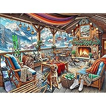 Amazon.com: Ski Cabin Jigsaw Puzzle 550 Piece by Vermont Christmas