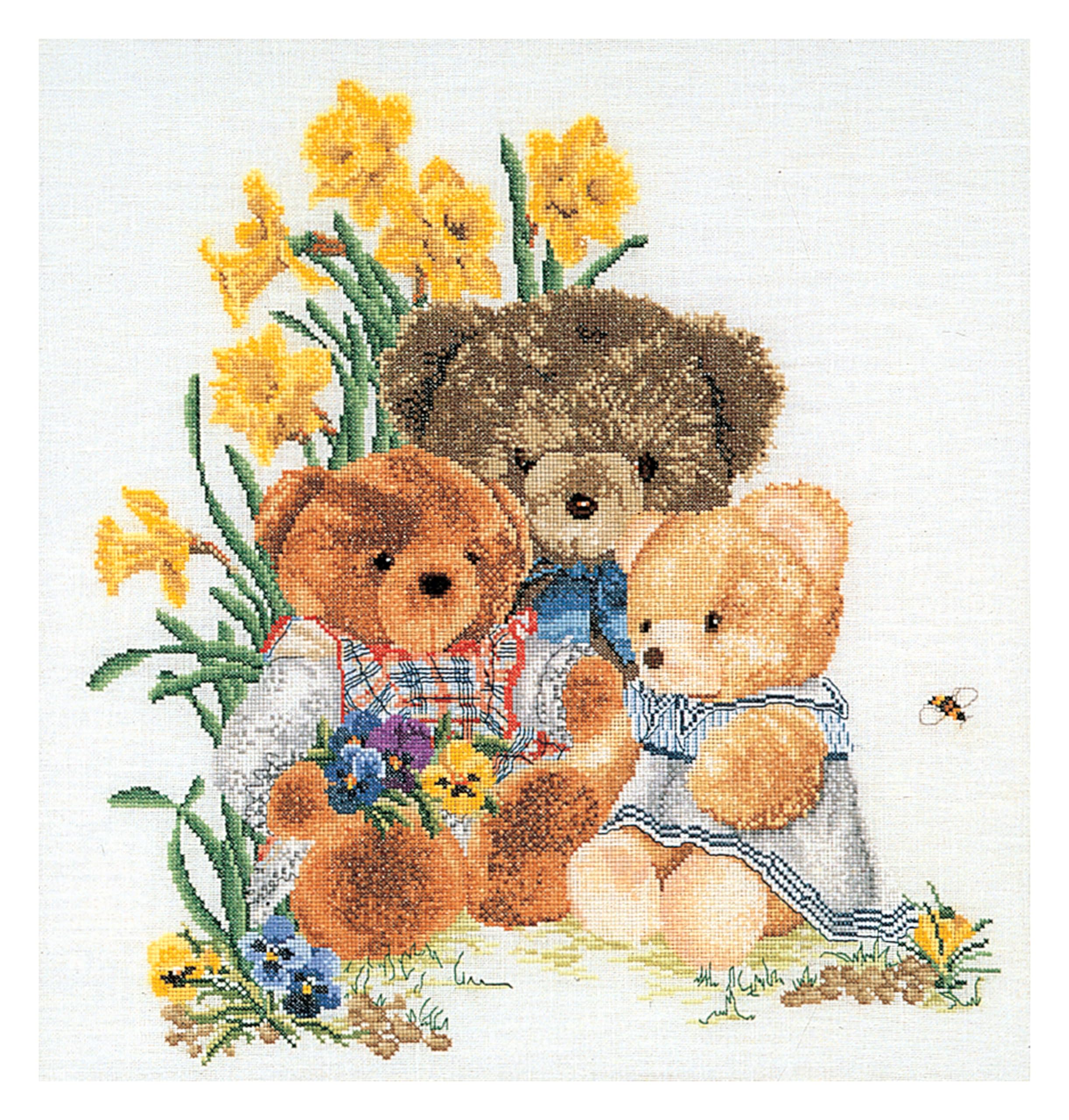 2048 Teddy Bears Linen Cross Stitch Kit