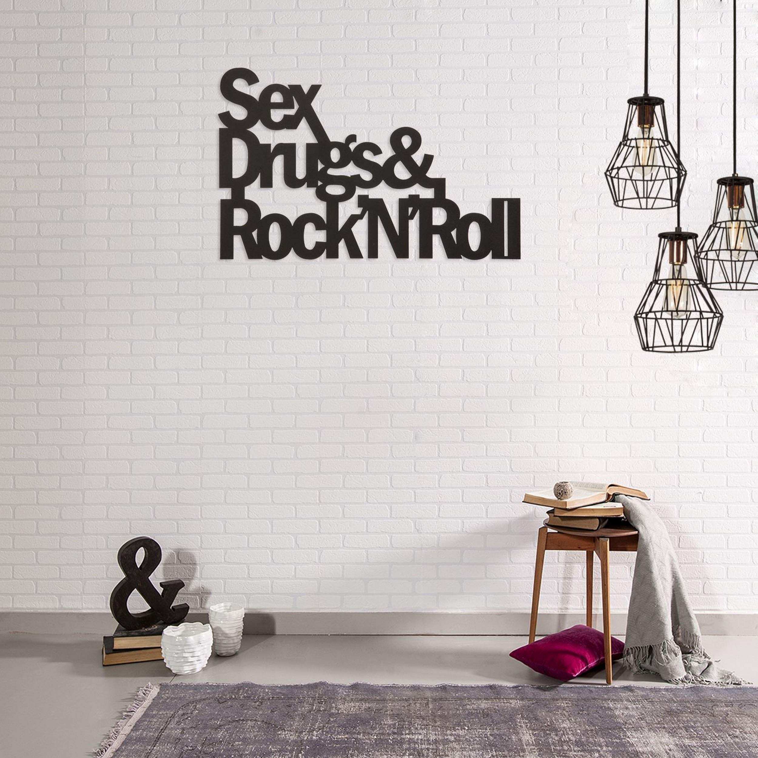 Homemania Wall Decoration, Laminated Steel, Black, 50 x 0.2 x 38 cm