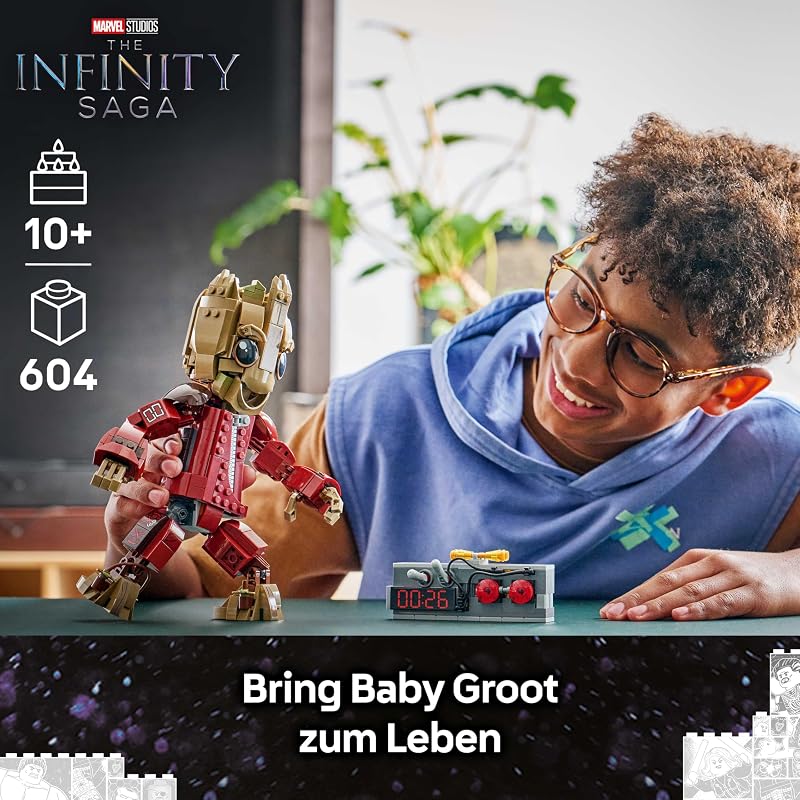 | Groot im Ravager-Outfit - Superhelden Spielzeug mit baubarer Figur für Rollenspiele - Kinder Konstruktionsspielzeug - Kreatives Geschenk für Jungen ab 10 Jahren, Mädchen und Filmfans - 76341