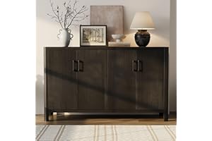 Merax 59.2'' Farmhouse Kitchen Storage Cabinet, Sideboard Buffet Cabinet with 4 Doors, Storage Cabinet for Entryways or Small