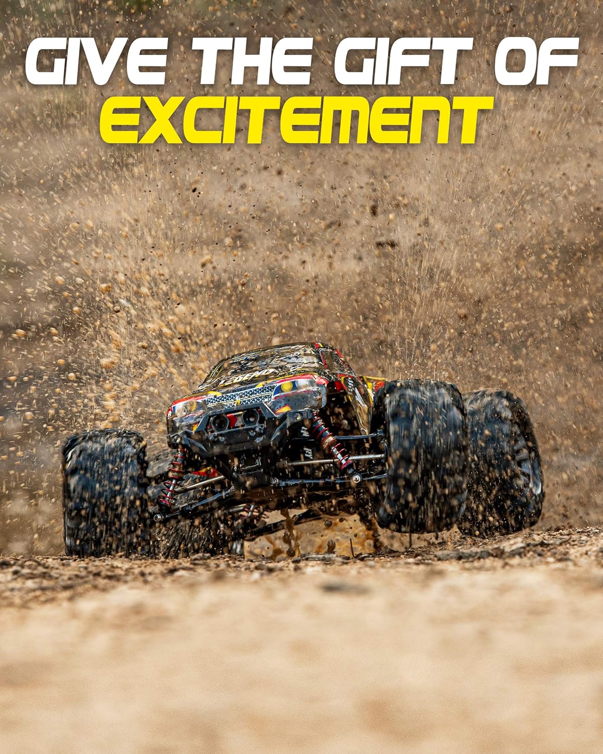 1:10 Scale Large RC Cars 48+ kmh Speed - Boys Remote Control Car 4x4 Off Road Monster Truck Electric - All Terrain Waterproof Toys Trucks for Kids and Adults - 2 Batteries + Connector for 40+ Min Play: Toys & Games