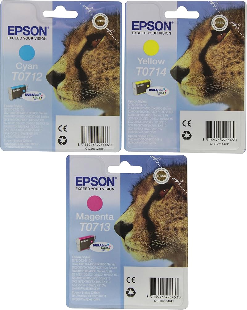 Epson T071 Inkjet Cartridges Bundle CMY - Cyan Magenta Yellow Original