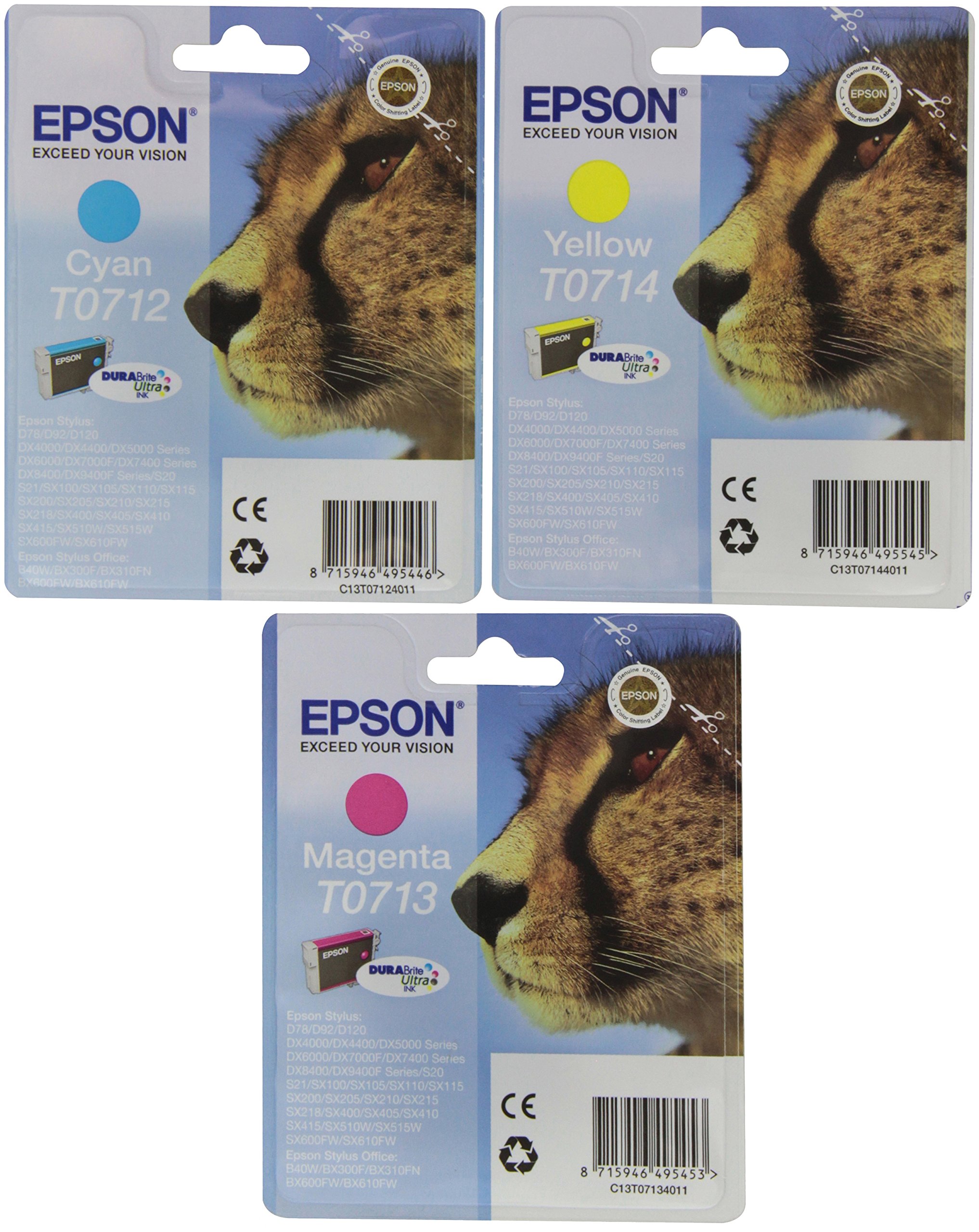 Epson T071 Original Inkjet Cartridges Bundle Pack - Cyan/Magenta/Yellow