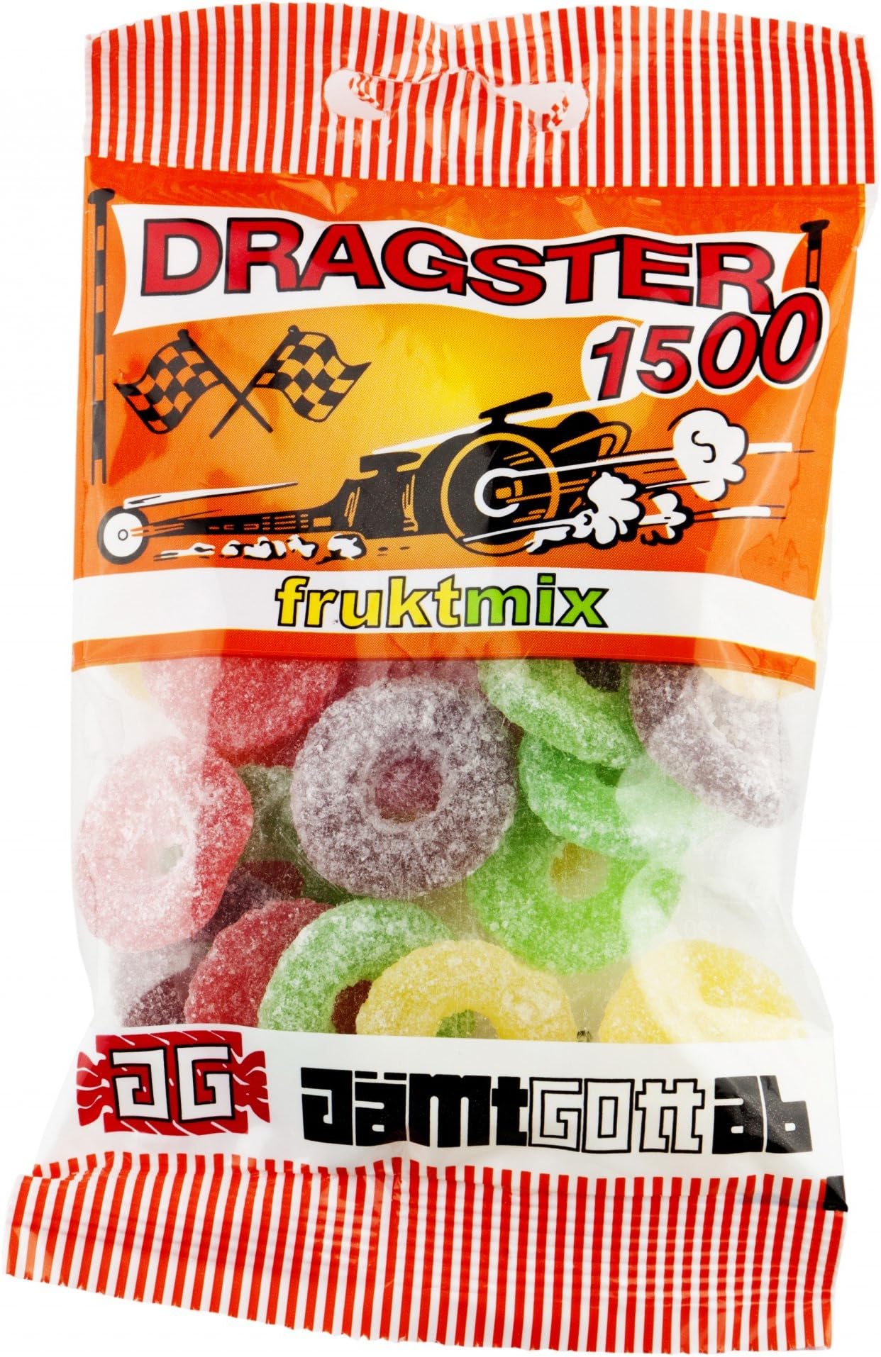 5 Bags x 50g of Dragster 1500 Frukt Mix - Original - Swedish - Cola Sour - Wine Gums - Candies - Sweets