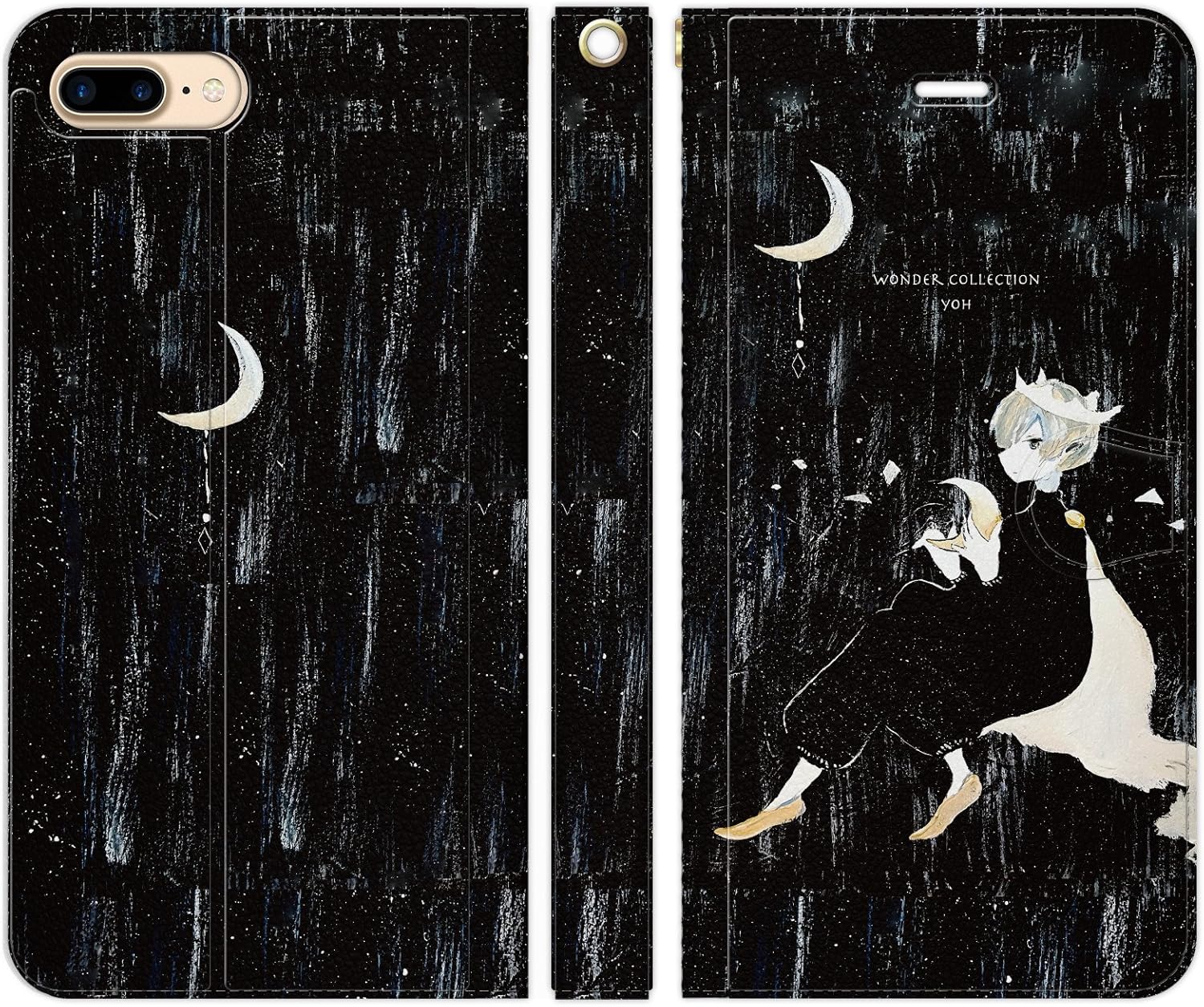 Amazon Co Jp ブレインズ Iphone8plus 7plus 6splus 6plus 手帳型 ケース カバー 月黒王子 よう Wonder Collection 宇宙 少年 王冠 イラスト 家電 カメラ