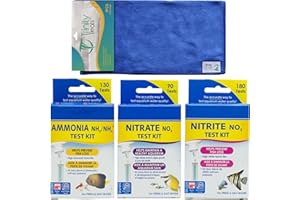 Trinity Treats Freshwater and Saltwater Aquarium Water Test Kit Including Microfiber Cleaning Cloth (Nitrate Test Kit 90-Tests, Nitrite Test Kit 180-Tests, Ammonia Test Kit 130 Tests)