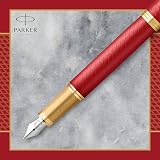Parker IM Fountain Pen Premium Red Lacquer Gold Trim Fine Point Gift Box view 4