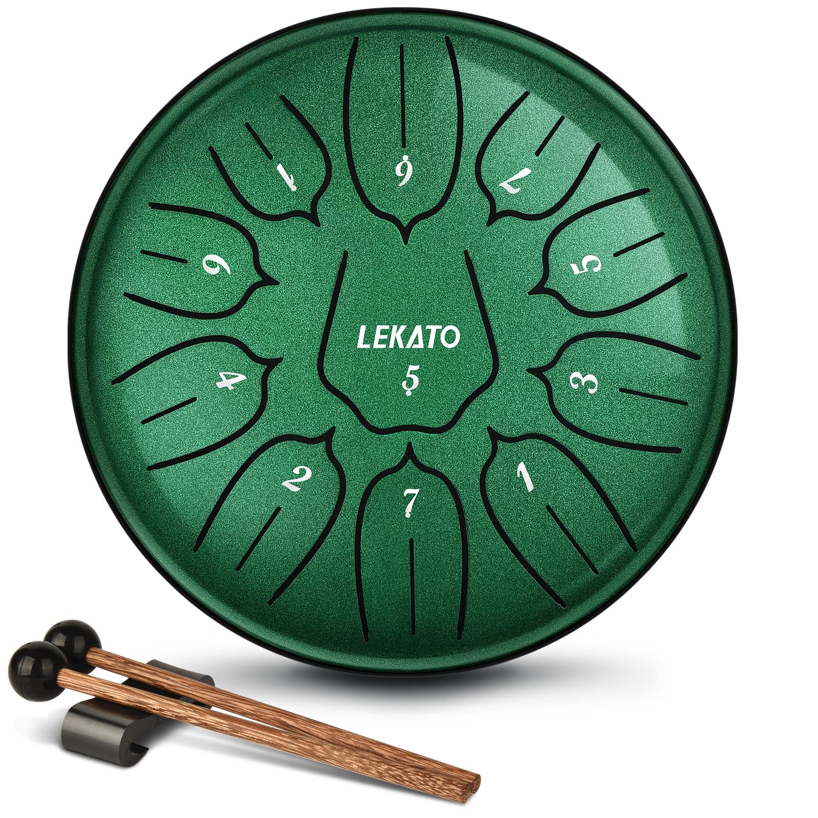 LEKATO Steel Tongue Drum 6 Inch 11 Note, D Key Handpan Rain Drum for Outside Garden Sound Healing, Steel Alloy Ethereal BalmyDrum with Storage Bag, Percussion Instrument Gift for Beginner, Jade Green
