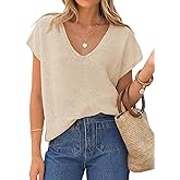 ZESICA Summer Short Sleeve Sweater for Women 2026 Casual V Neck Oversized Sweater Vest Lightweight Knit Pullover Tops