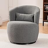 Mistpople Swivel Accent Chair,Teddy Fabric 360 Degree Swiveling, Padded Cushion,Comfy,Metal Lounge Chair, Single Sofa Chair f
