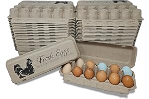 PECKING ORDER Fresh Eggs Flat Top Paper Egg Cartons - 50 Pack