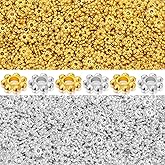 Augshy 700 Pcs Silver and Gold Daisy Flower Spacer Beads for Jewelry Making, Crafts, Hair Beads, Friendship Bracelets, Birthday Party Decorations