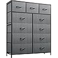 WLIVE Tall Dresser for Bedroom, Fabric Dresser Storage Tower, Dresser & Chest of Drawers Organizer Unit with 11 Drawers, Storage Cabinet, Hallway, Closets, Steel Frame, Wood Top