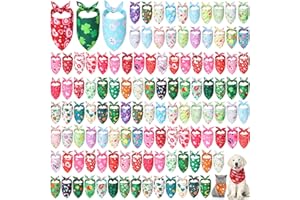 Kigeli 120 Pcs Holiday Dog Bandanas Bulk St. Patrick's Day Bandana for Dogs Valentines Easter Holiday Puppy Scarf Set Triangl
