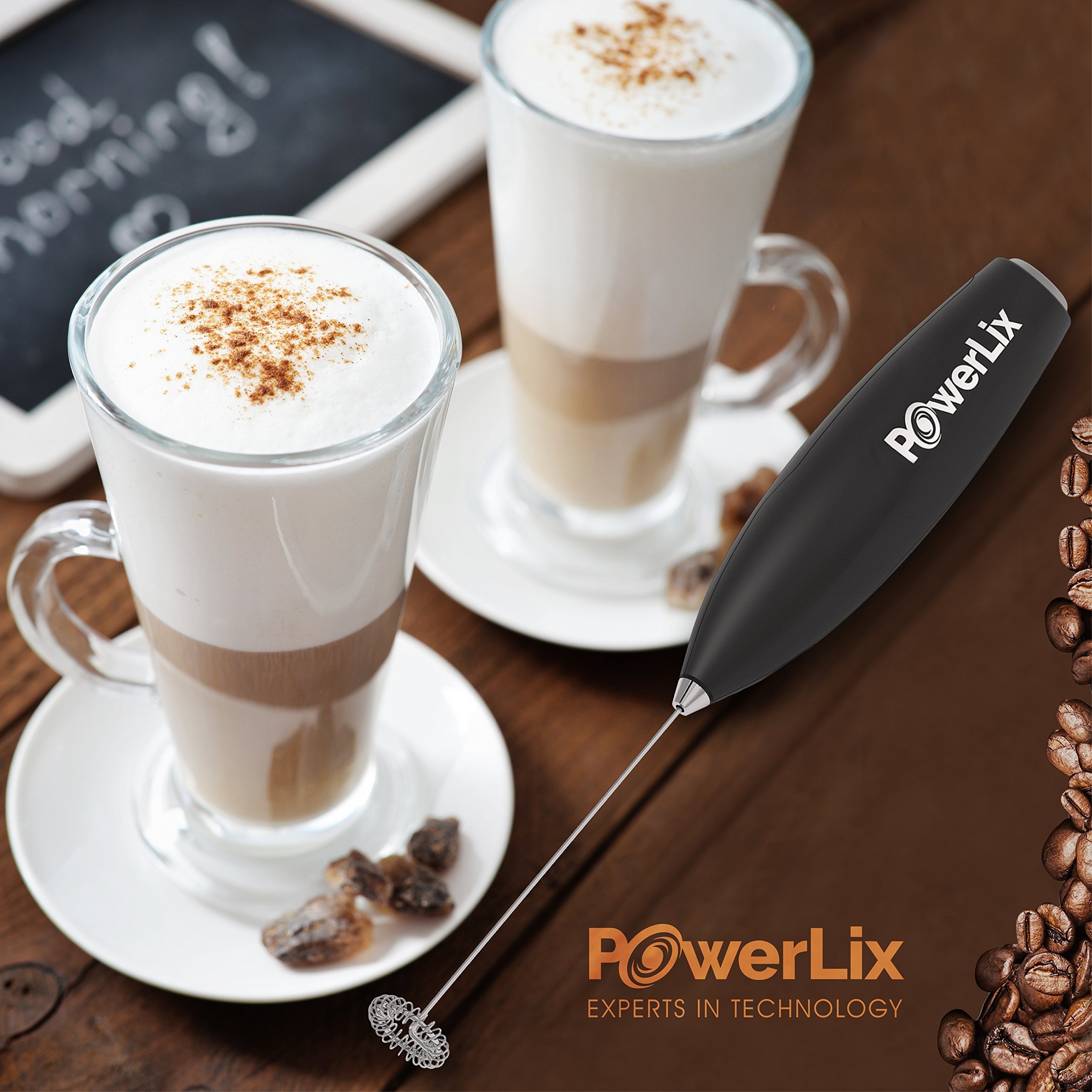 PowerLix Milk Frother Handheld Battery Operated Electric Foam Maker For