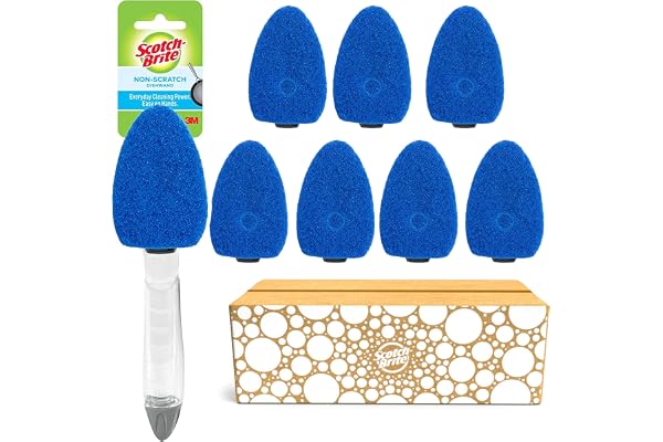 Scotch-Brite Non-Scratch Dishwand Kit, Includes 1 Wand & 7 Refill Pads, Keep Hands Out of the Mess