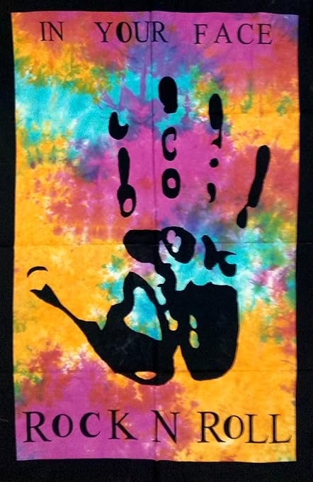 ICC Rock N Roll Posters Concert Music Quote Rock Decor Concert Flag Tapestry Wall Hanging Collage Dorm Small Hippie Bohemian Rasta Psychedelic Tapestries For Teen Boys Girls Party 30x40 Inch Blue (multicolor)