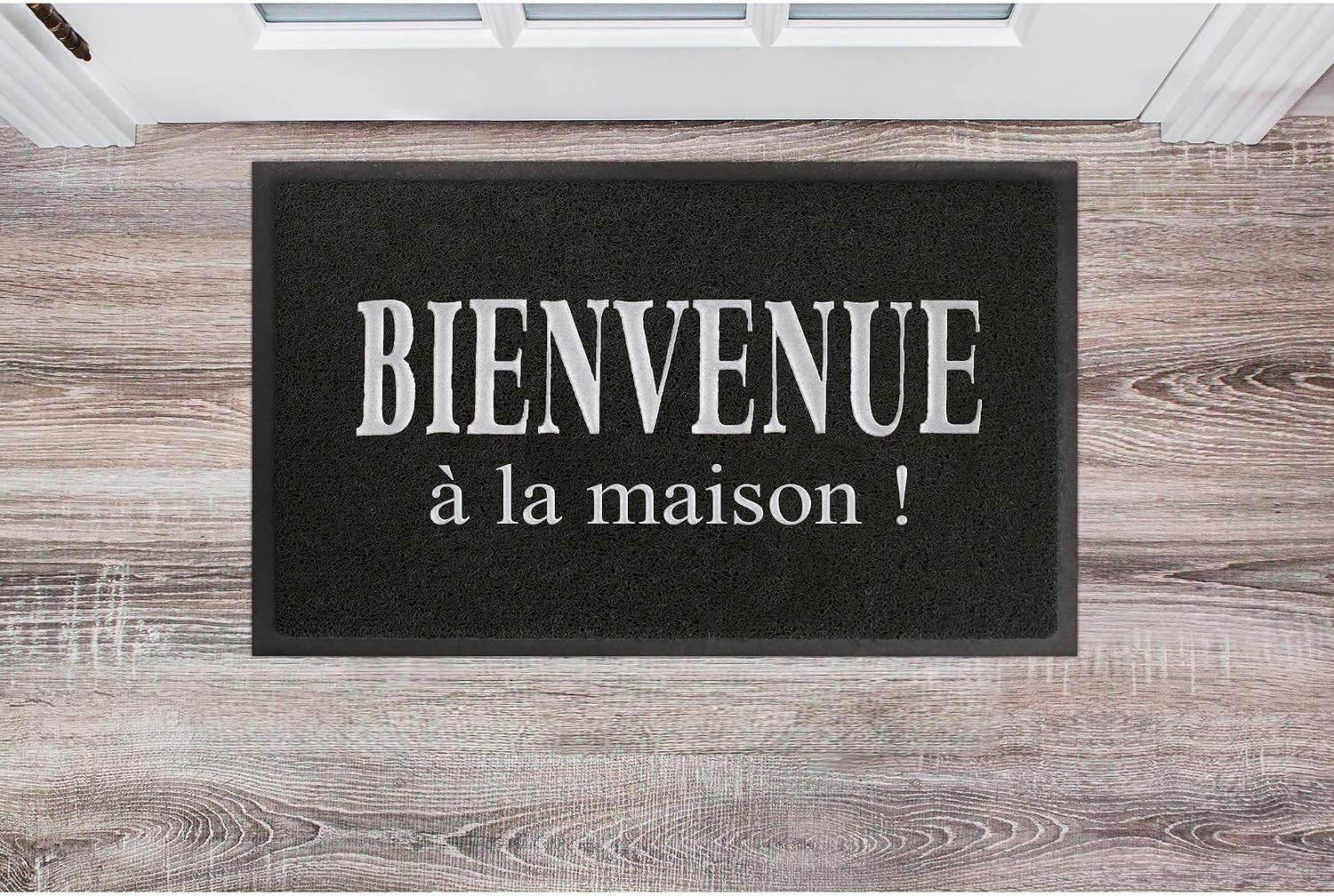 TAPIS DECO 75 x 45 x 75 cm PVC Decorative House Entrance Mat, Grey/Black, Noir/Gris - Image 3