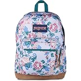 JanSport Right Pack Backpack - Durable Daypack with Padded 15" Laptop Sleeve, Spacious Main Compartment &amp; Integrated Water Bottle Pocket - Rustic Roses Moon Flower/Blu/Pnk/Grn