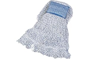 Amazon Basics Loop-End Rayon Finish Commercial String Mop Head, 5 Inch Headband, Medium, 6-Pack