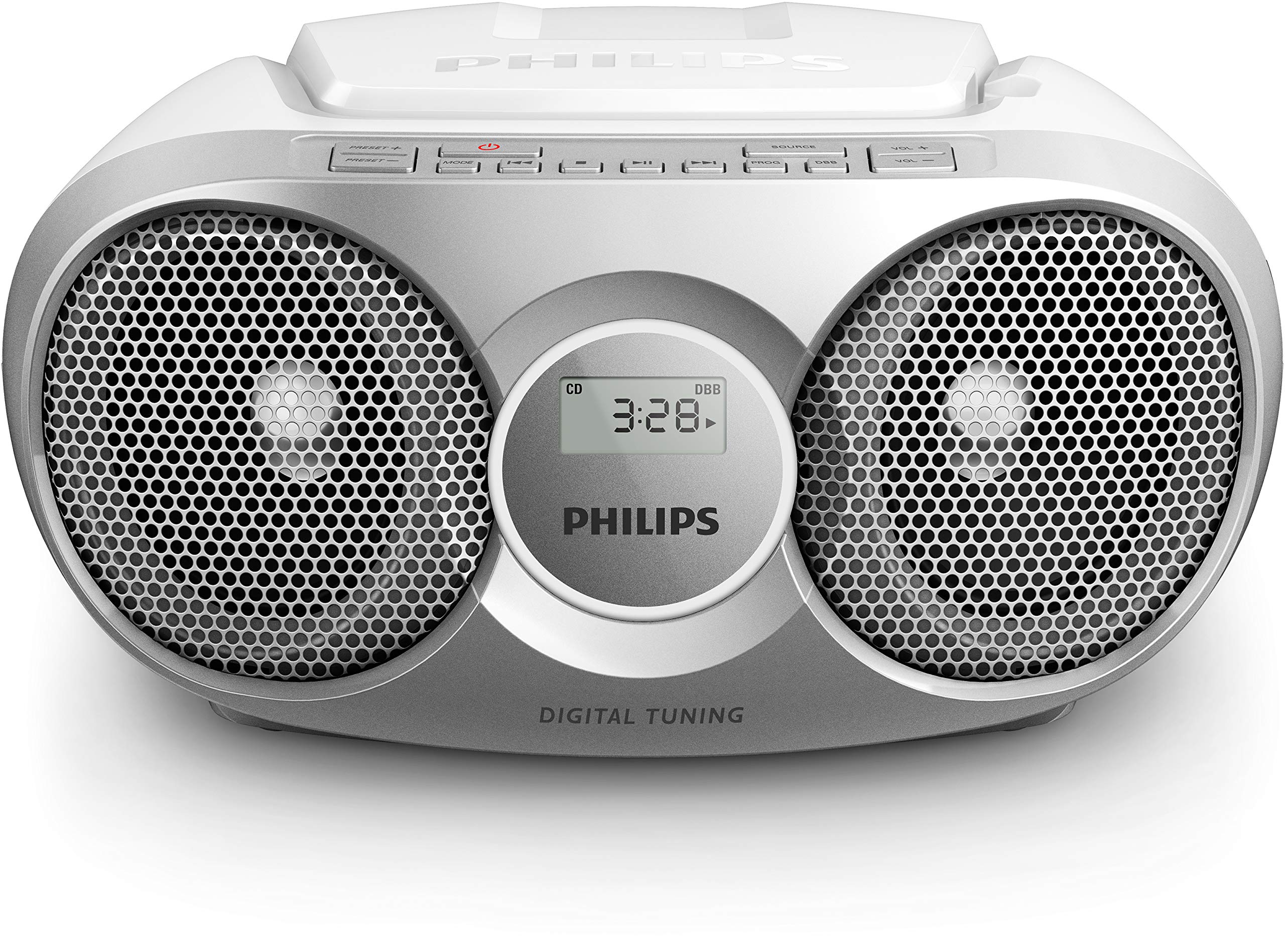 Philips Audio CD Player AZ215S/05 CD Player Radio (Dynamic Bass Boost, FM Digital Tuner, CD Shuffle/Repeat Function, 3 W, 3.5-mm Audio-In) Silver