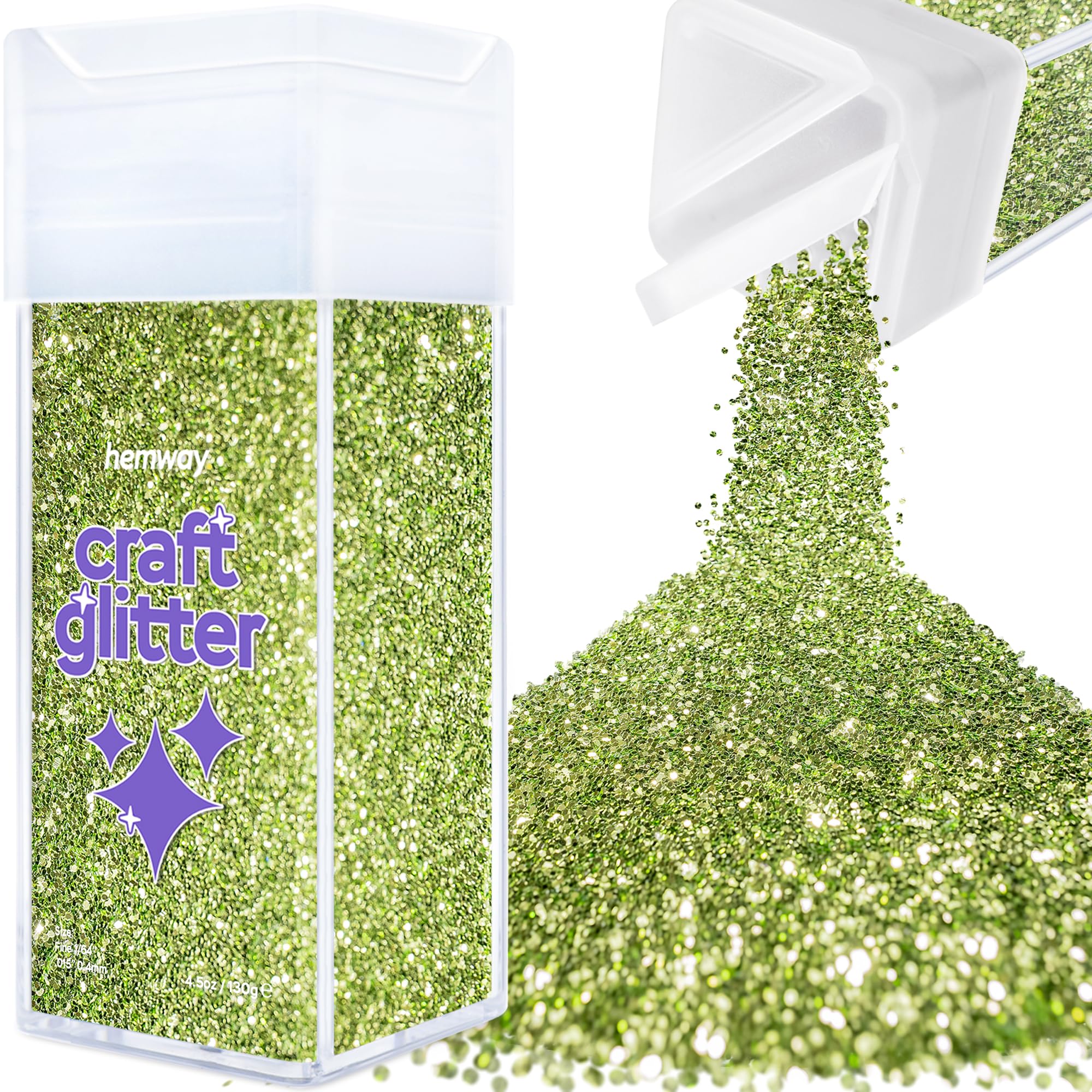 Hemway Glitter Shaker Olive Green 110g Fine, Craft Glitter Shaker for Resin & Epoxy Crafts, Christmas Art Supplies, Nail, Body, Face, Eye, Festival, Crafting, Slime, Sparkle