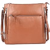 LEDERBUCK Grace Soft Napa Real Leather Large Cross body handbag-Double Zip Premium Sling Crossover Shoulder Bag for Women
