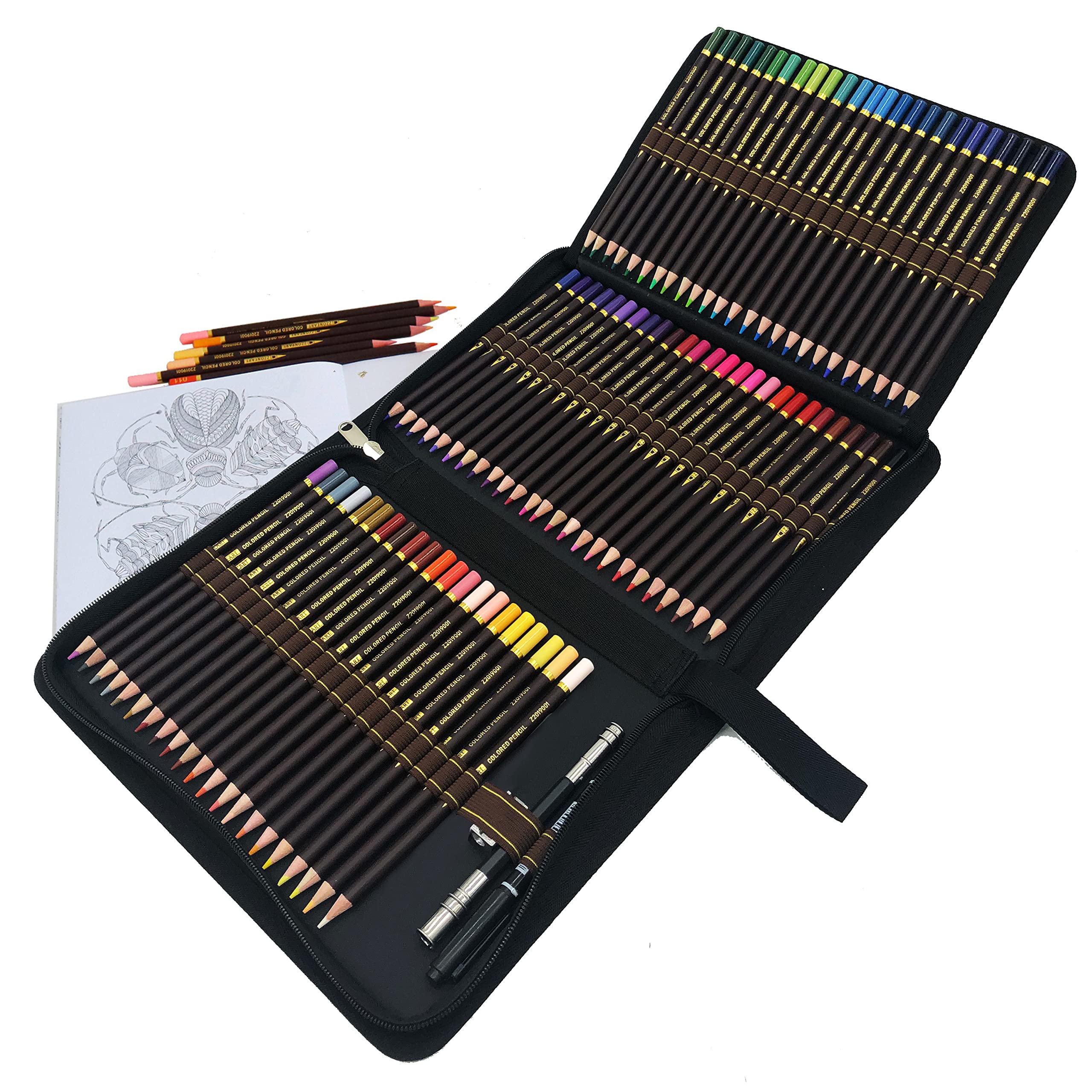 Majoart Colouring Pencils Professional Drawing Pencils Art Set with Premium Black Zipper Case,72 Unique Coloured Pencils for Coloring Book Drawing Writing Sketching and Doodling Designs
