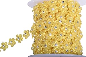 KAOYOO 10 Yards Flower Shaped Beaded Chain Trim with Rhinestone for Wedding,Decoration,DIY