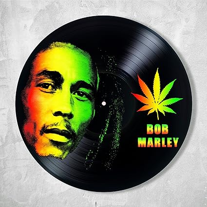 Home Decor Bob Marley Rasta Reggae Vinyl Record Black Wall Clock
