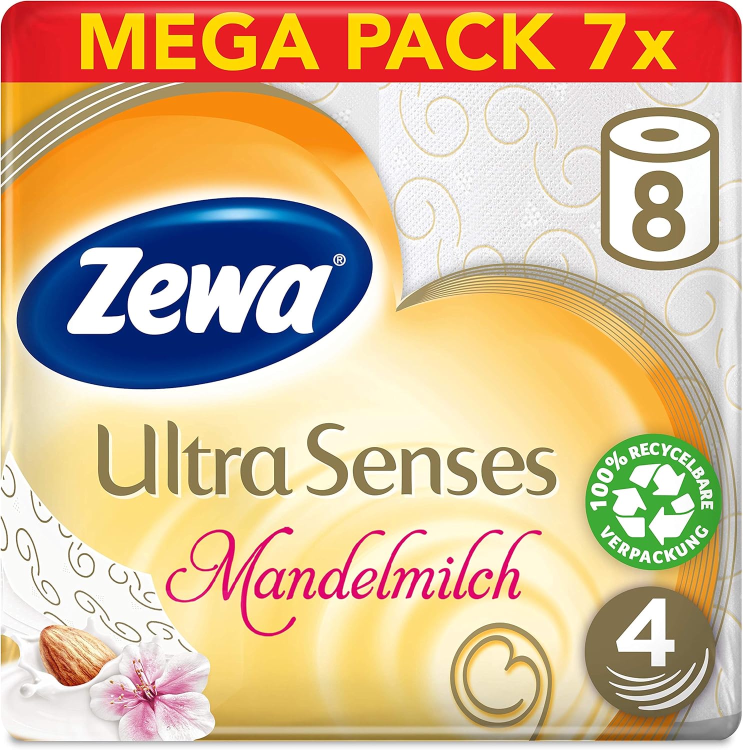 Zewa Toilettenpapier trocken Ultra Senses Riesenpackung (7 x 8 Rollen): Amazon.de: Drogerie & Körperpflege - 