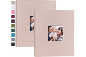 Mublalbum Small Photo Album 8x10 Photos 2 Pack Linen Cover Each Mini Photo Book 26 Pages Holds 52 Vertical 8x10 Pictures for Artwork Postcards or Picture Storage (Beige)
