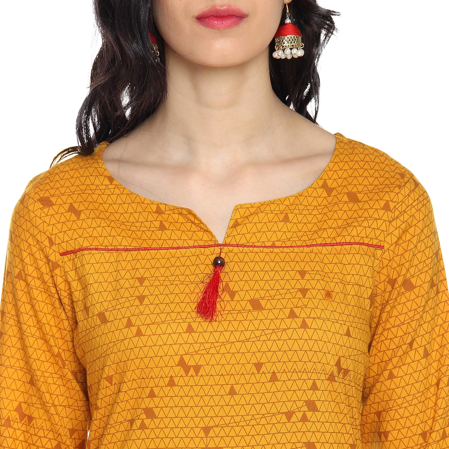 amayra women rayon straight kurti(mustard)