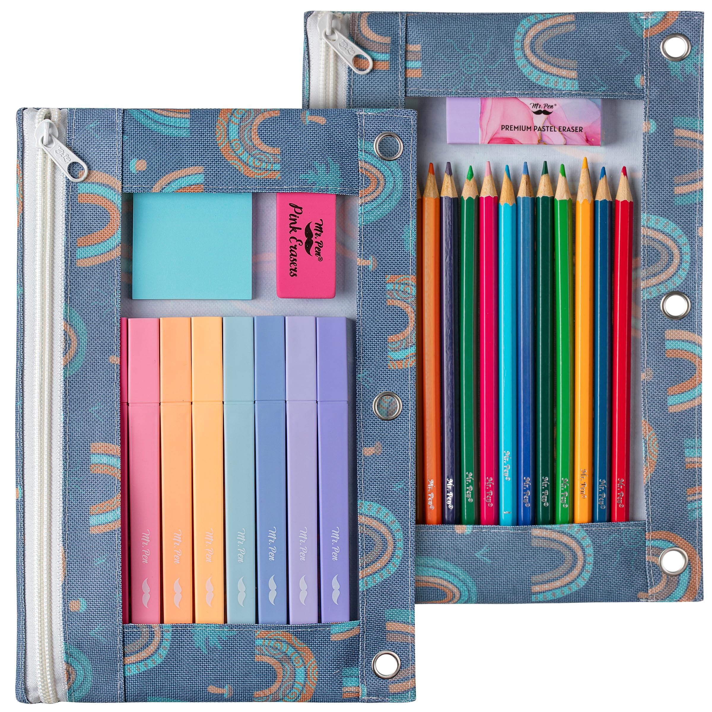 Photo 1 of Mr. Pen- 2Pack Pencil Pouch - Zipper Pencil Cases for 3 Ring Binder