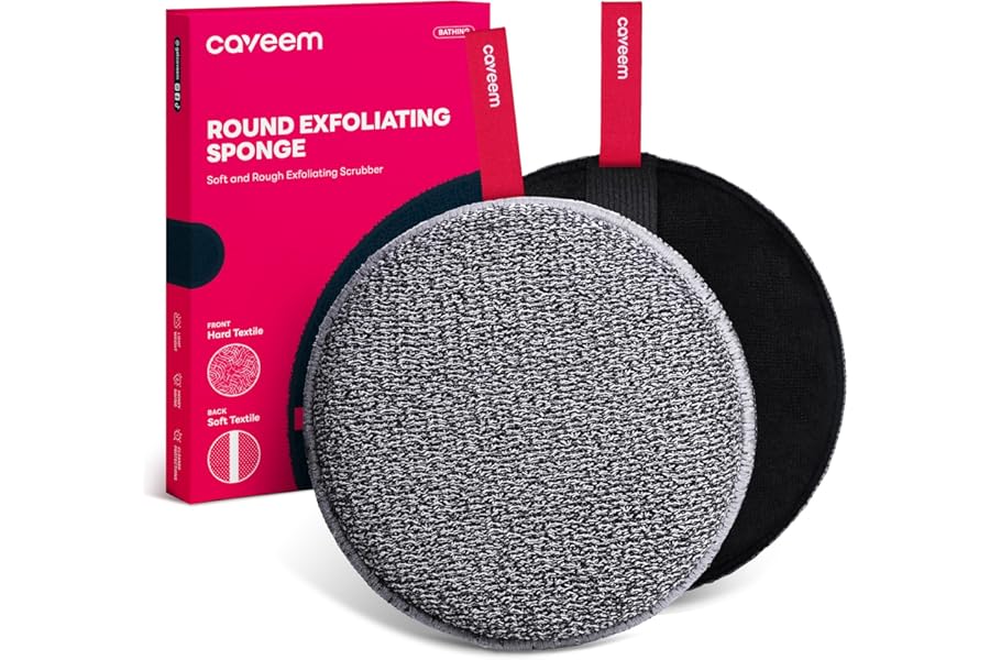 Caveem Exfoliating Body Scrubber, Bath and Body Scrub Buffer, Body Exfoliator for Remove Dead Skin, Gentle and Rough Lightweight Sponge for Shower (2 Pack)