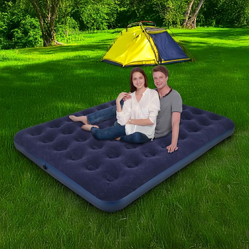 Matelas gonflable 203 x 152 x 22 cm - Lit d'appoint confortable ou matelas de camping - Surface robuste et douce - Peu encombrant et polyvalent - Idéal pour la maison et les déplacements