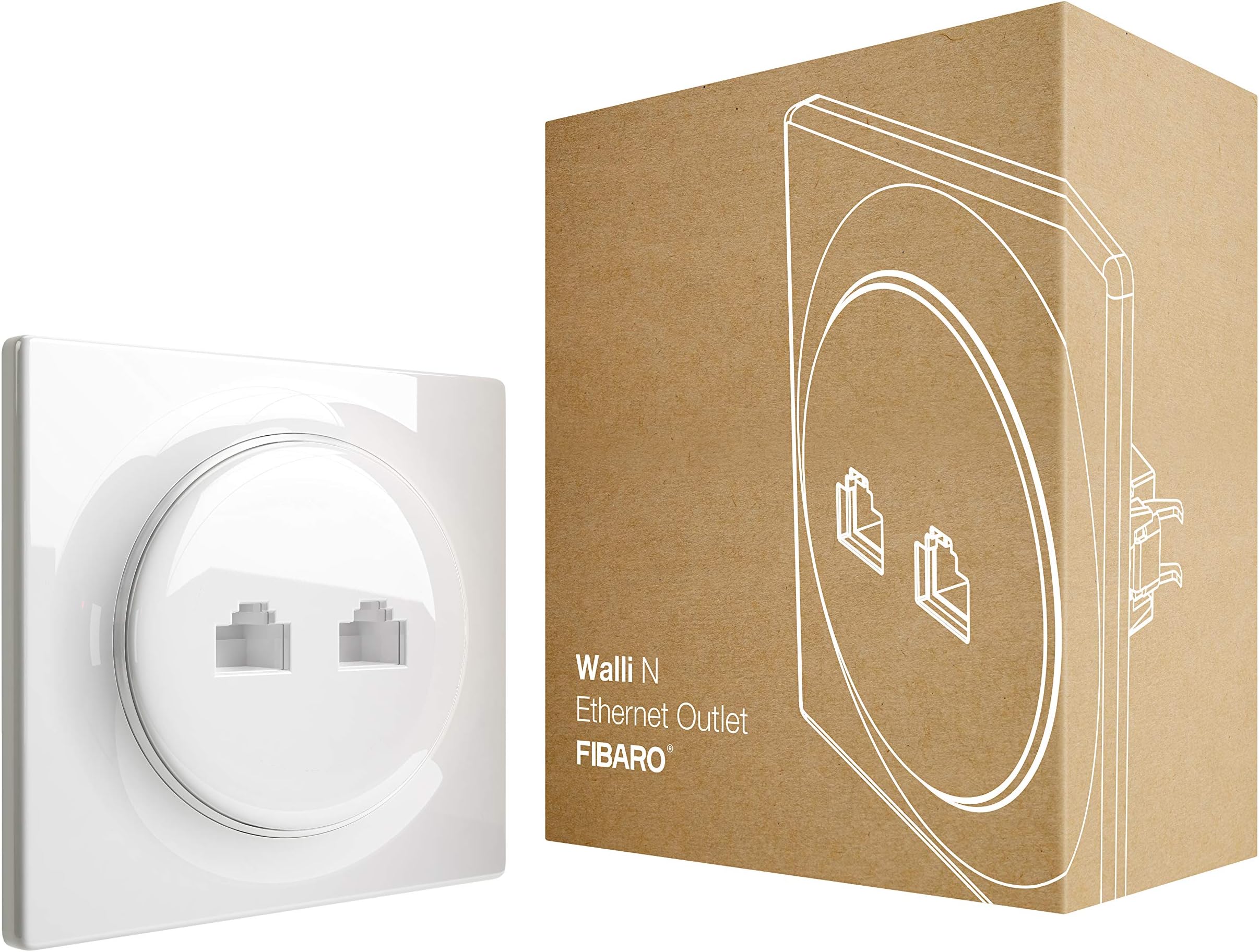 FIBAROWalli N Ethernet Outlet Flush-Mounted Network Socket 2X RJ45 Cat.6 10 Gigabit, White