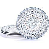 Bico Blue Talavera Salad Plates Set of 4, 8.75 Inch Ceramic Dessert Plates for Salad, Appetizer, Side Dishes, Microwave and Dishwasher Safe, Gift for Housewarming and Thanksgiving