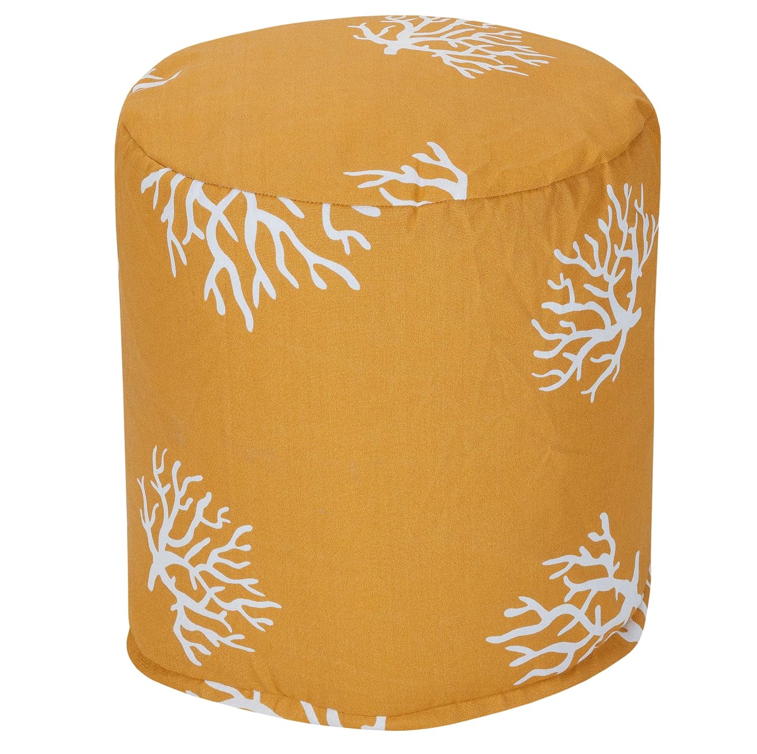 Majestic Home Goods Yellow Coral Indoor/Outdoor Bean Bag Ottoman Pouf 16" L x 16" W x 17" H