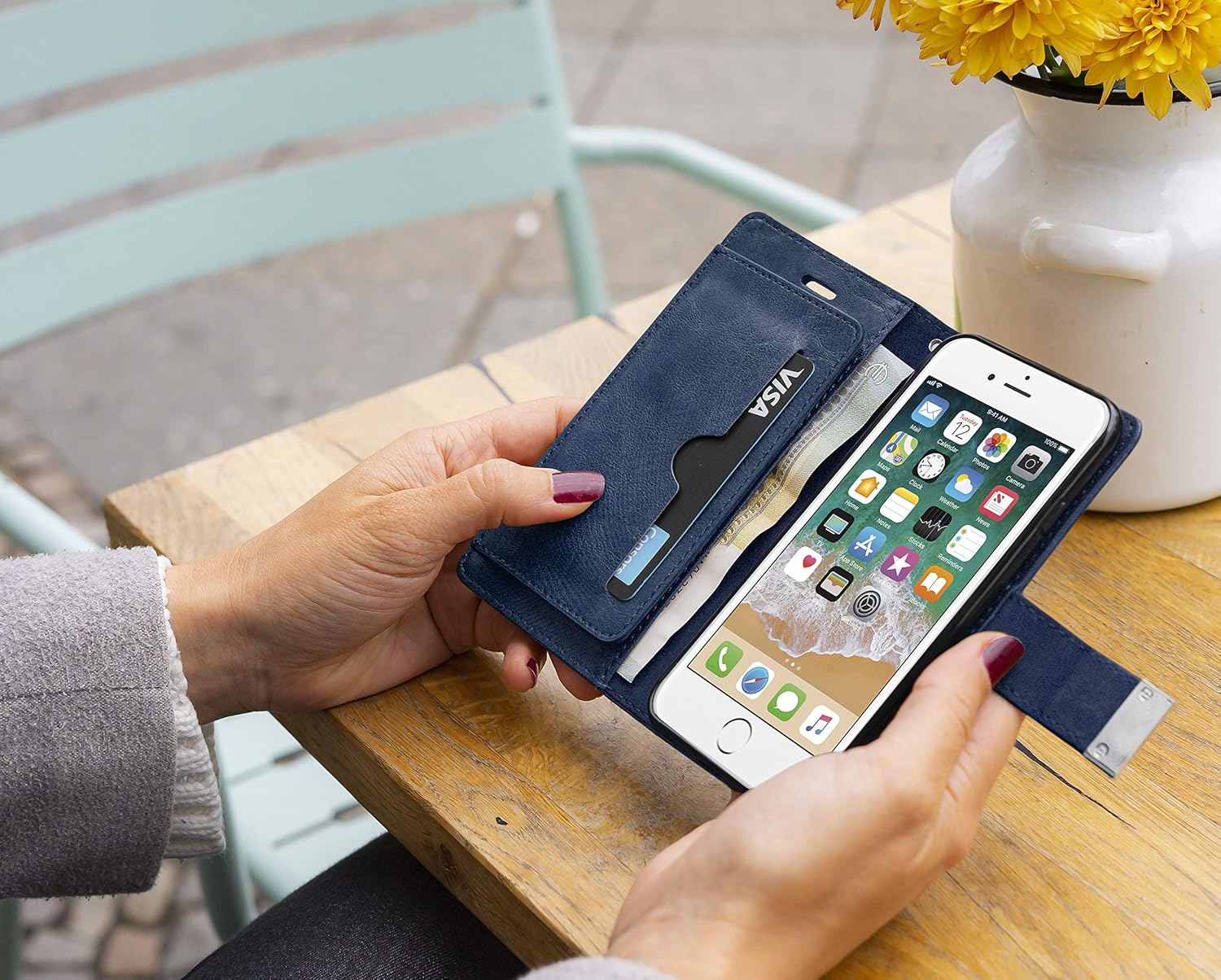 MyGadget Funda Flip Cierre Magnético para Apple iPhone 7/8 Cuero ...