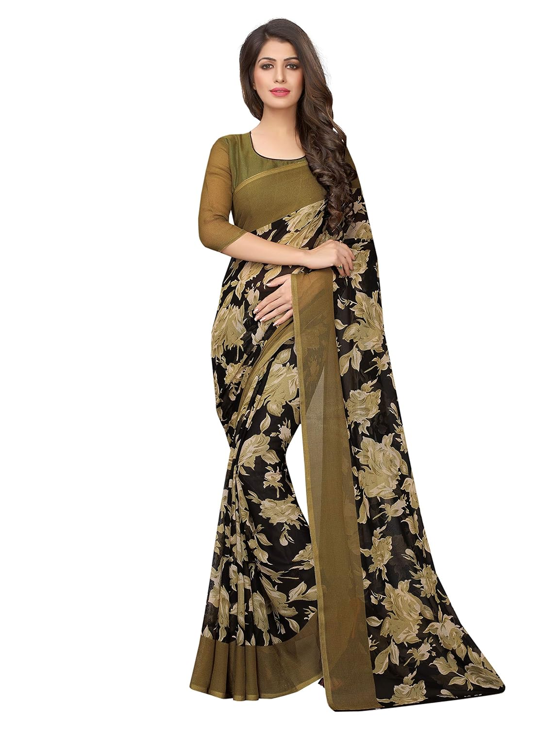1 stop fashion women's designer georgette saree with blouse