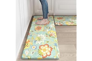 LEEVAN Kitchen Mats for Floor Non-Slip, Cushioned Anti Fatigue Mat 2 Piece, Multi Memory Foam Kitchen Mat Waterproof, Ergonomic Standing Mat for Bar, Office,Desk, Laundry