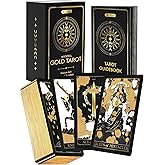 Wyspell Gold Tarot Cards with Guide Book - 78-Card Unique Tarot Deck for Beginners - Gilded Edges & Gold Foil Design - Classic Traditional Tarot Deck